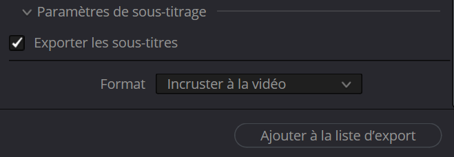 Export des sous titres de manière permanente