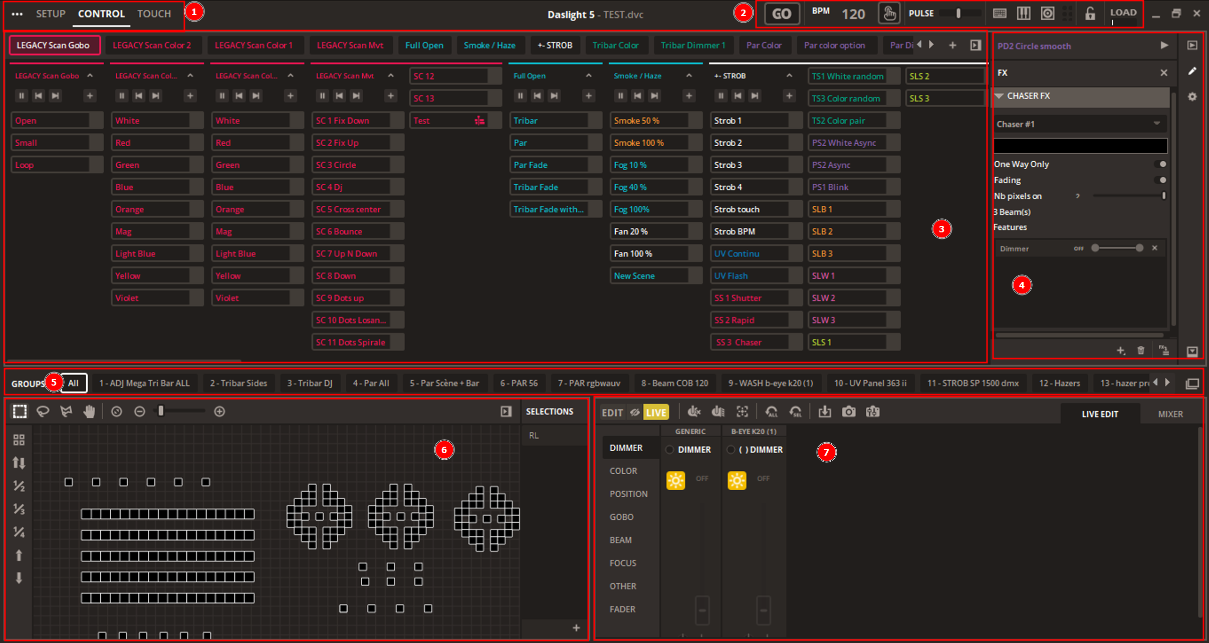 Interface de Daslight 5