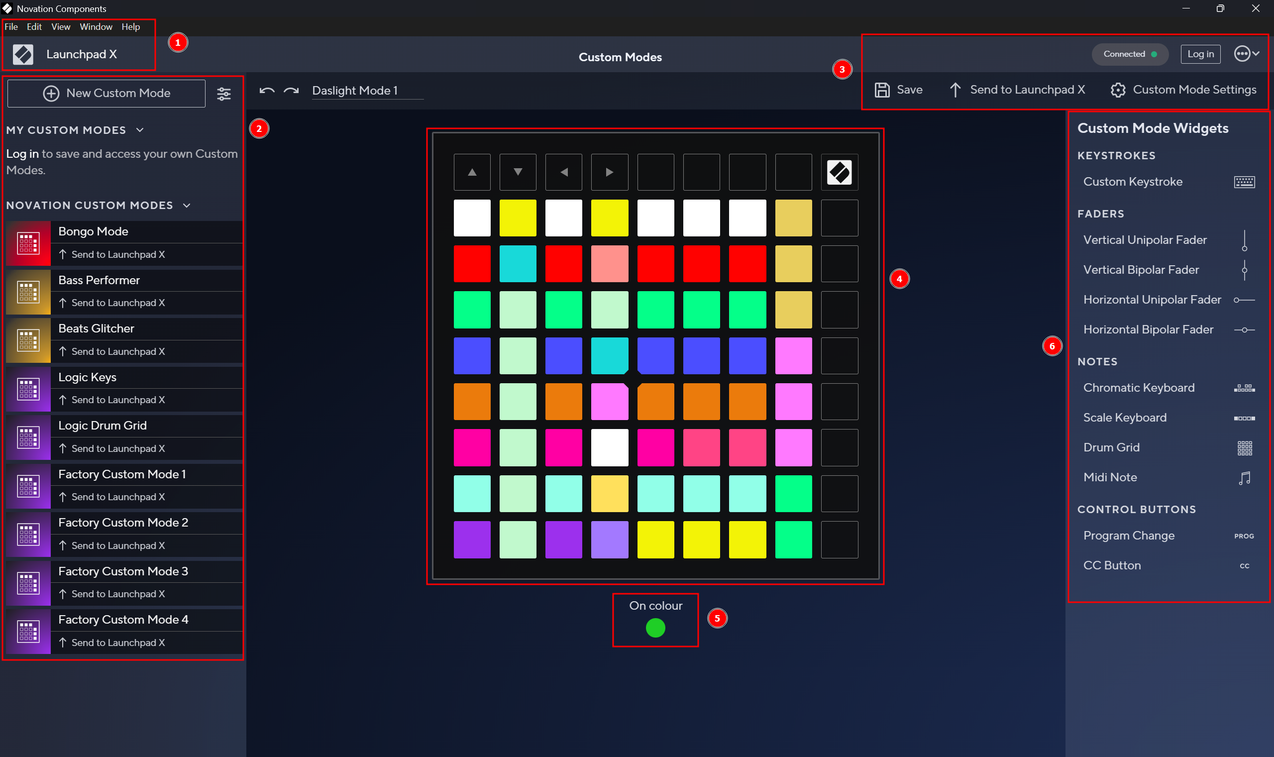 La vue du Launchpad dans le logiciel
