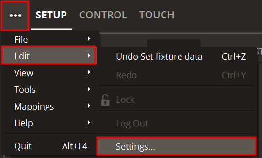 ... -> Edit -> Settings